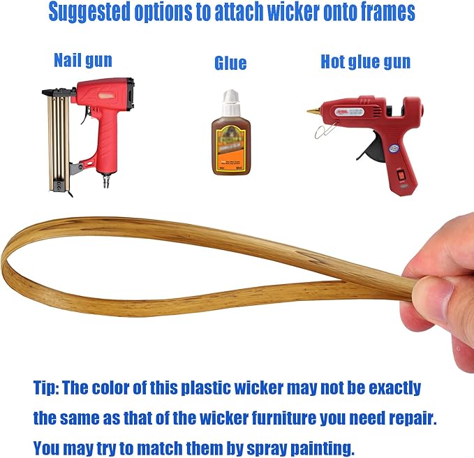 130 Ft Plastic Wicker Repair Supplies, Wicker Repair Kit, Synthetic Rattan - Image 5