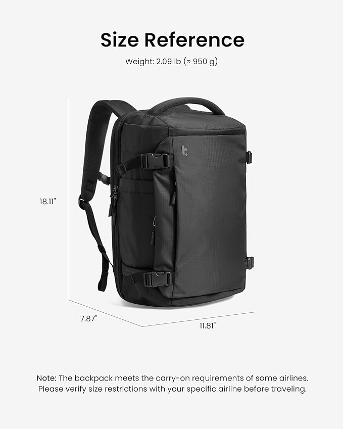 tomtoc Travel Backpack 28L, TSA Friendly Flight Approved Carry-on Luggage - Image 11