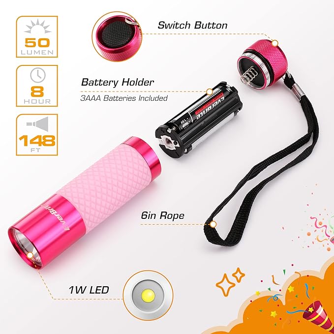 EverBrite 3-Pack Mini Flashlights, Glow in Dark Flashlights, Aluminum LED - Image 4