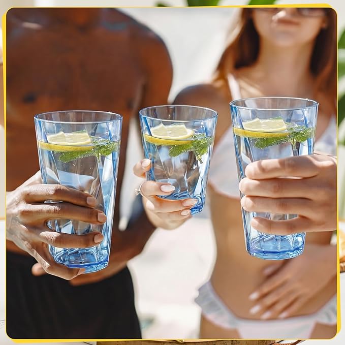 LemonRoad 24 Pack Reusable Plastic Drinking Glasses Set - 20oz & 13.5oz - Image 7
