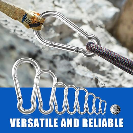 Carabiner Clip Hooks, Galvanized Iron Spring Snap Hook Fits Camping Hiking - Image 6