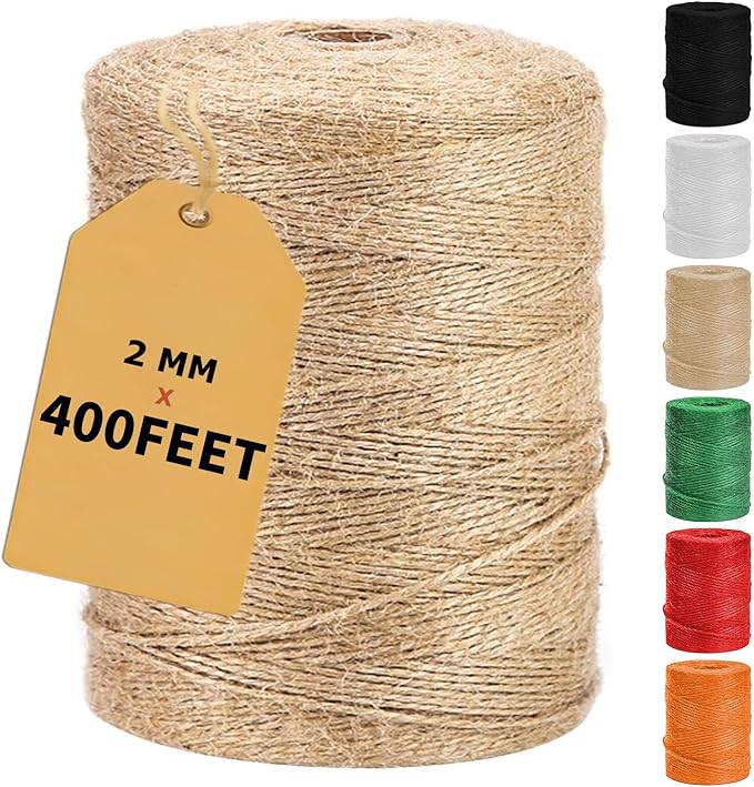Vanhench 400Feet Natural Jute Twine String, Bulk Hemp Jute Rope Cord Twine by Vanhench