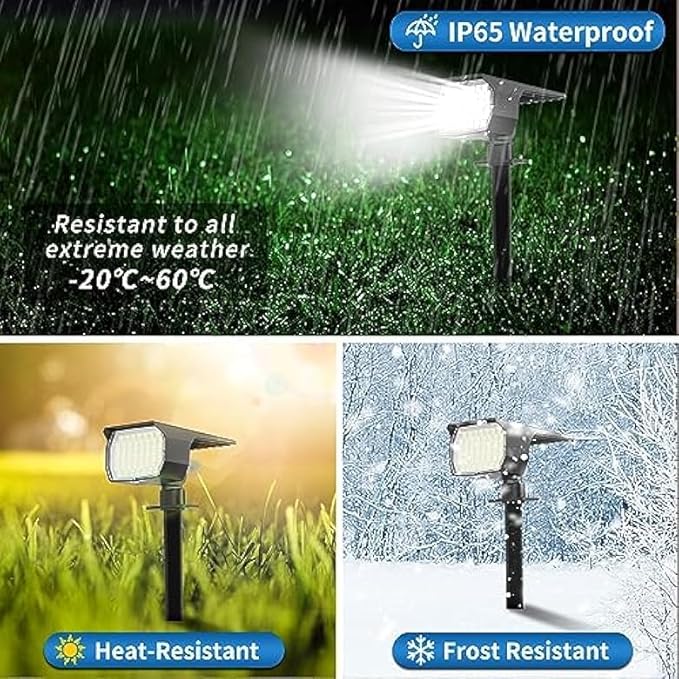 WENATY Solar Spot Lights Outdoor Waterproof IP65, 6 Pack Landscape Spotlights - Image 4