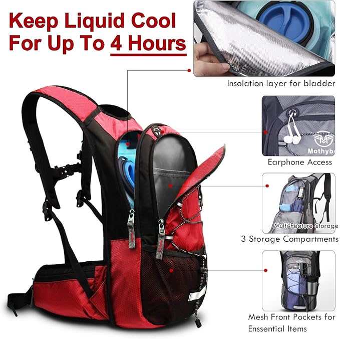 Mothybot Hydration Pack, Insulated Hydration Backpack - Image 3