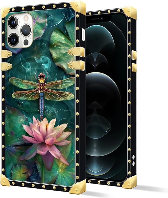 Compatible with iPhone 11 Pro Max Case, Colourful Dragonfly Pink Lily Pads - Image 2