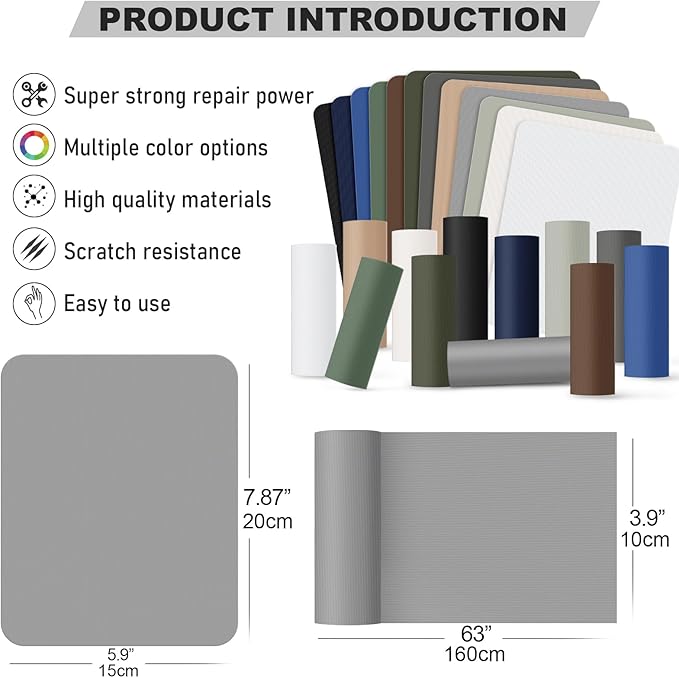 OAZ 8 Pieces 7.87 x 5.9 inch Nylon Fabric Patch Self-Adhesive Nylon Repair Tape - Image 2