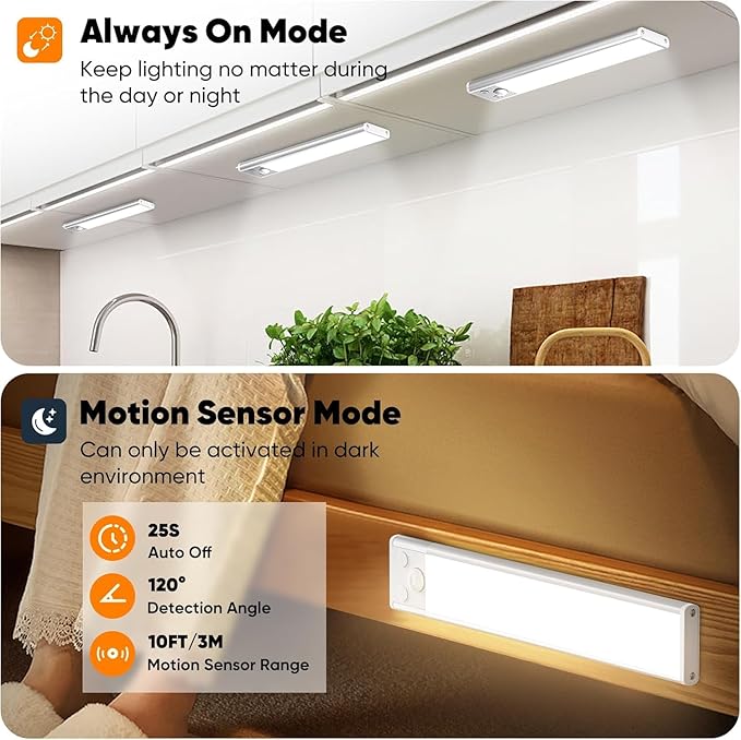Under Cabinet Lighting, Wireless Dimmable Magnetic Under Counter Closet Night - Image 5