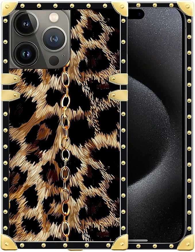 Compatible with iPhone 16 Pro Max Case, Seamless Gold Chain Leopard Luxury by Unknown