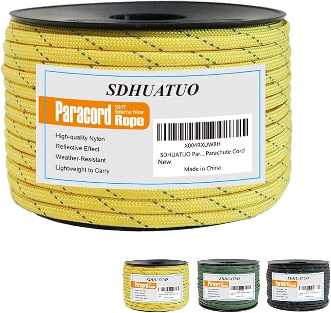 SDHUATUO Paracord Rope 100FT, 550lb Type III Nylon Parachute Cord 7-Strand Core by HOME