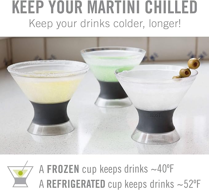 HOST Freeze Insulated Martini Cooling Cups, Plastic Freezer Gel Chiller Double - Image 7