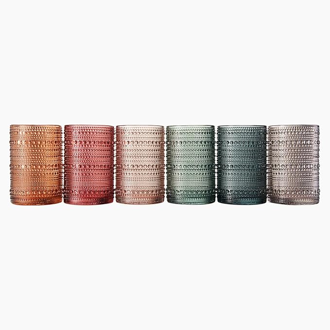 Khen Hobnail Beaded Highball Drinking Tumbler Glasses | Set of 6 | Color - Image 2