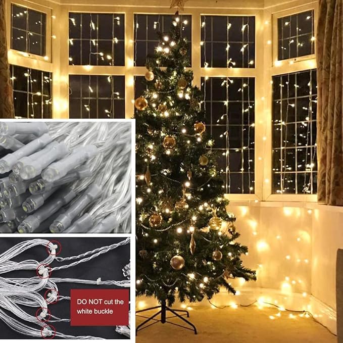 Solhice LED Curtain Lights Outdoor 30ft x10ft, 720 LED Plug in Hanging String - Image 8