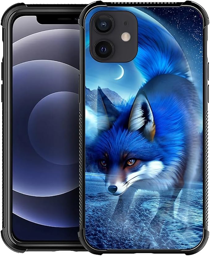 for iPhone 12/12 Pro Case, Snowy Mountain Fox Lake Pattern Graphic Design Girl by FKBRCL4U