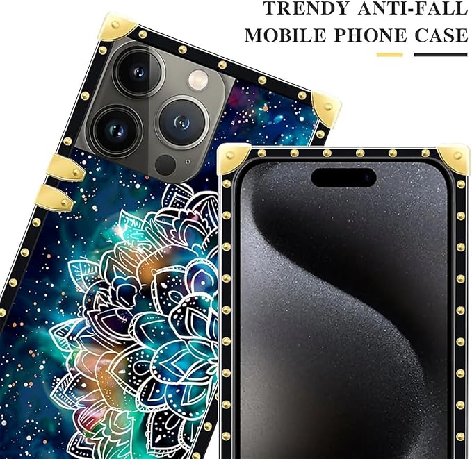 Compatible with iPhone 16 Pro Case, Starry Sky Colourful Mandala Luxury Golden - Image 4