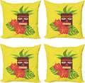 Ambesonne Luau Throw Pillow Cushion Case Pack of 4, Vibrant Composition of a by Ambesonne