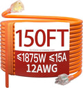 150 FT 12 Gauge Extension Cord Outdoor, Heavy Duty Weatherproof & Flame by Skrizcable