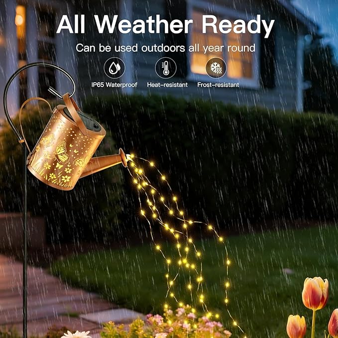 Ollny Solar Watering Can with Cascading Lights Outdoor Garden Decor, Birthday - Image 8