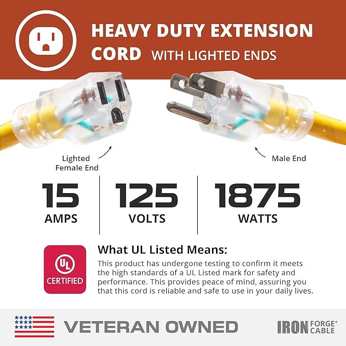 IRON FORGE CABLE 2 Pack of 50 Ft Outdoor Extension Cords - Image 3