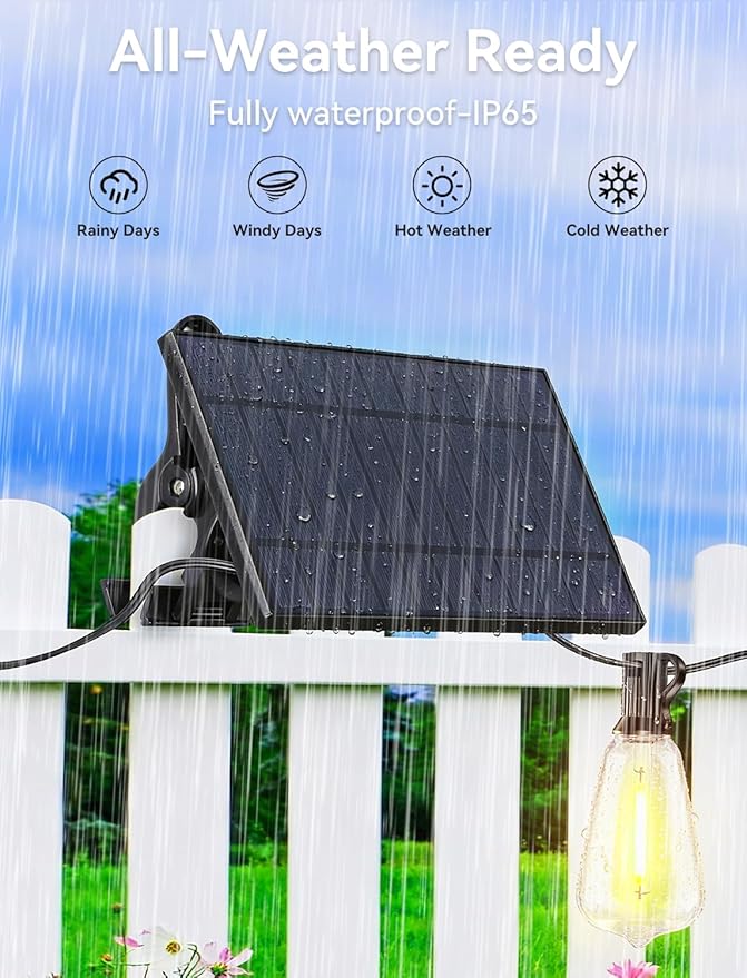 Brightever 60FT Solar String Lights Outdoor Waterproof, Patio Lights Solar - Image 5