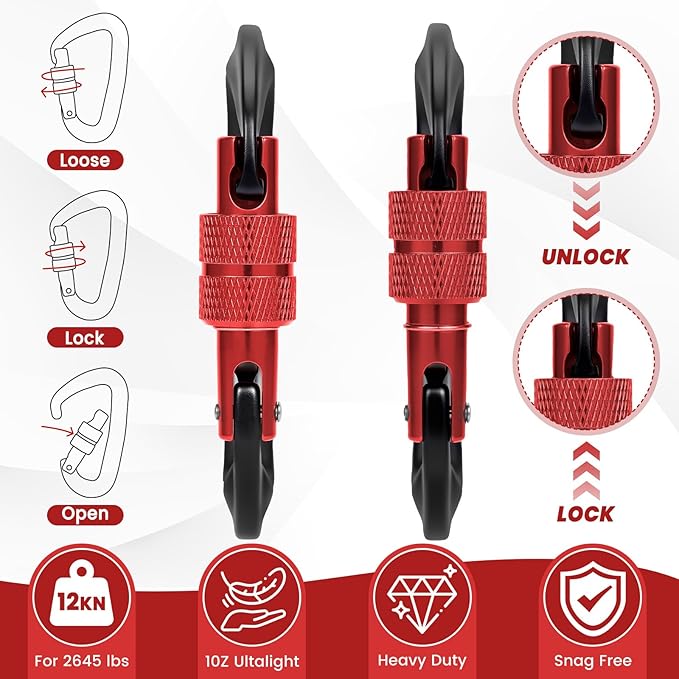 3 Heavy Duty Carabiner Clips 12kN-Lightweight Locking Carabiners - Image 4