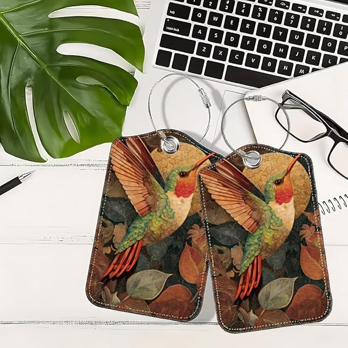2Pcs Vintage Hummingbird Luggage Tags - Image 5
