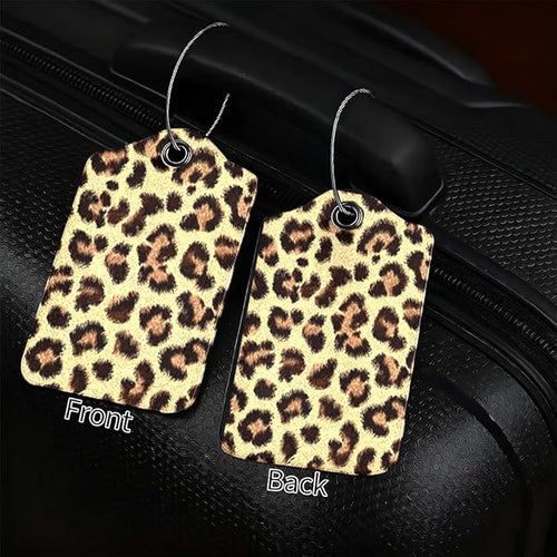 2 Pack Leopard Luggage Tags for Suitcases, Trendy Animal Print Travel ID Tags - Image 2