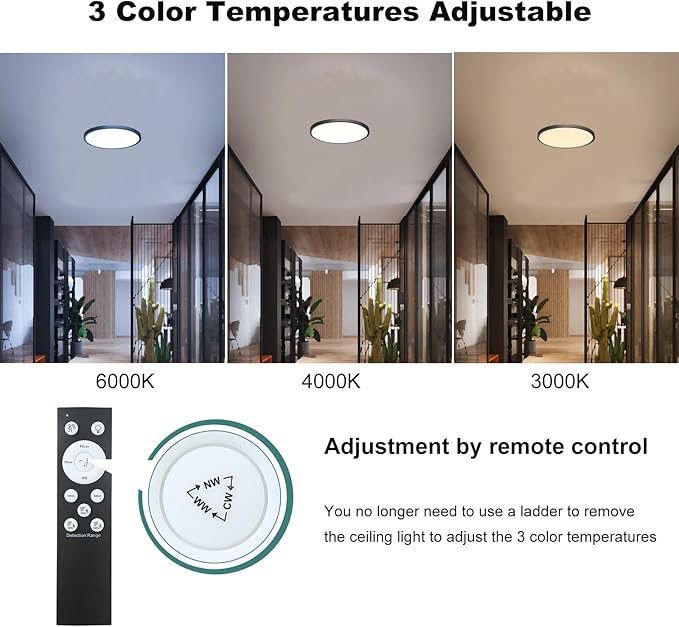 12 Inch Motion Sensor Ceiling Light Indoor Wired, Motion Activated Flush Mount - Image 4