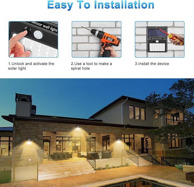 SEZAC Solar Lights Outdoor, 6 Pack Solar Motion Sensor Outdoor Lights - Image 6