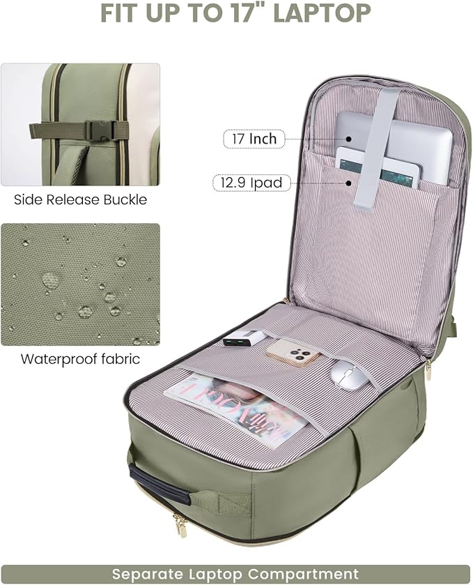 LOVEVOOK 50L Travel Backpack for Women & Men, Airline Approved Carry On Luggage - Image 9