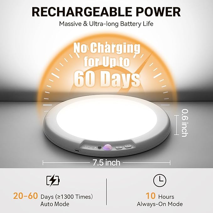 Rechargeable Ceiling Light, No Wiring Battery Operated Ceiling Lights - Image 5