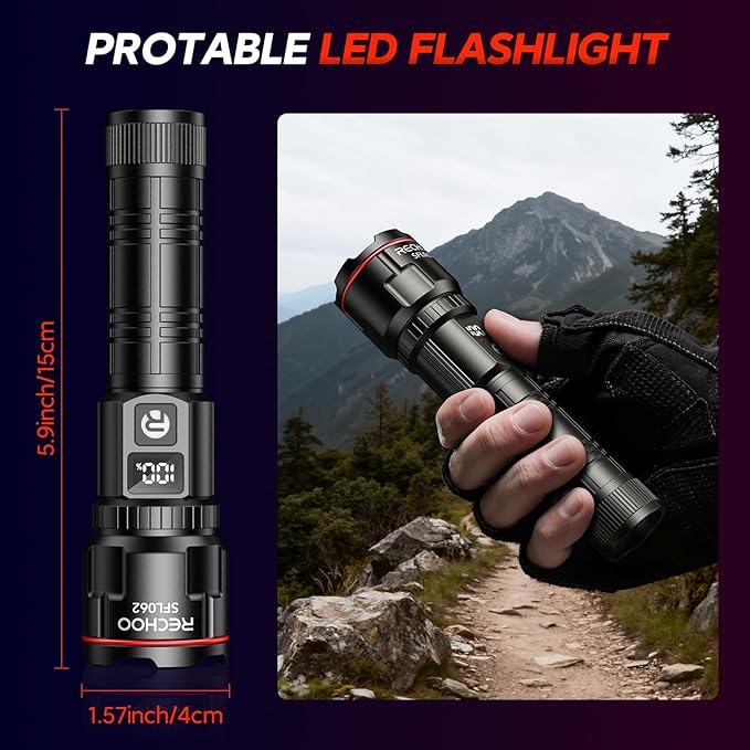 RECHOO Rechargeable Flashlights 2 Pack, Super Bright High Lumens LED Flashlight - Image 6