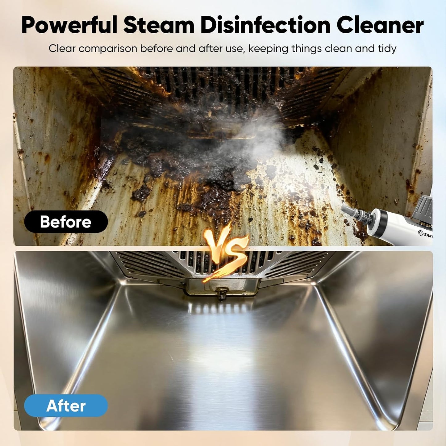 Saker Handheld Steam Cleaner New,Portable Steam Cleaner for Home,1050W Steam Cleaner,5 Fiber Cloths for Quick Heating & Deep Cleaning of Floors, Cars, and Kitchen