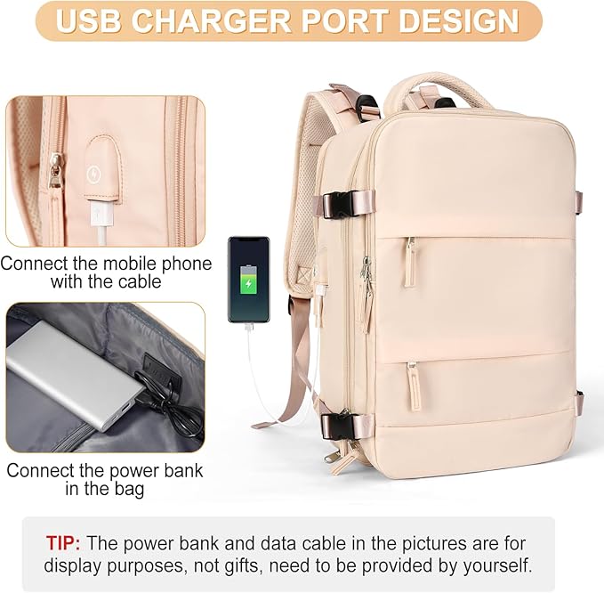 coofay Large Carry On Backpack Flight Approved Personal Item Travel Backpack - Image 6