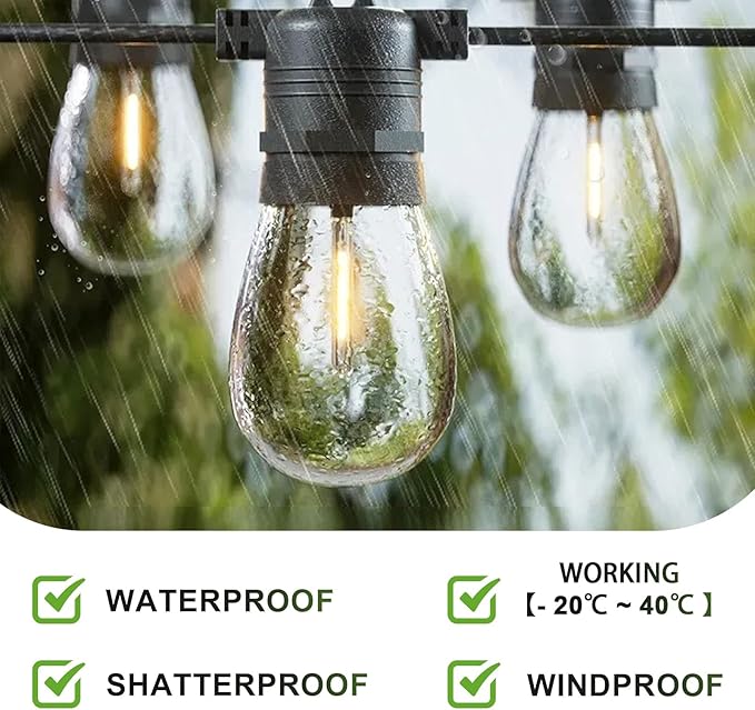 Jslinter 48-Pack LED 1W String Light Bulbs, S14 Plastic Shatterproof Edison - Image 5