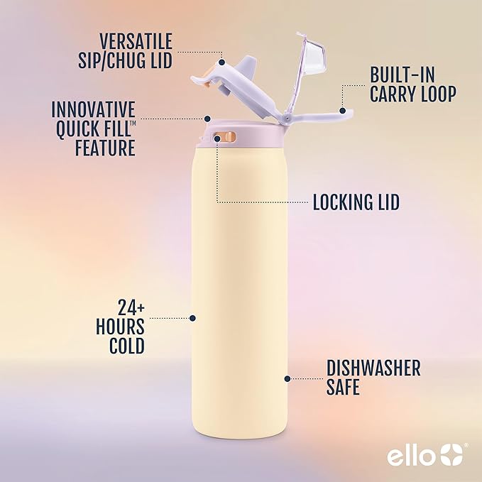 Ello Pop & Fill 40oz Stainless Steel Water Bottle - Image 3