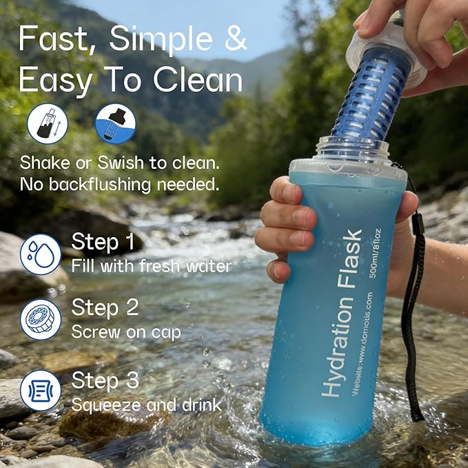 GUYI 700ml Collapsible Water Filter Bottle, Removes Impurities, BPA Free - Image 5