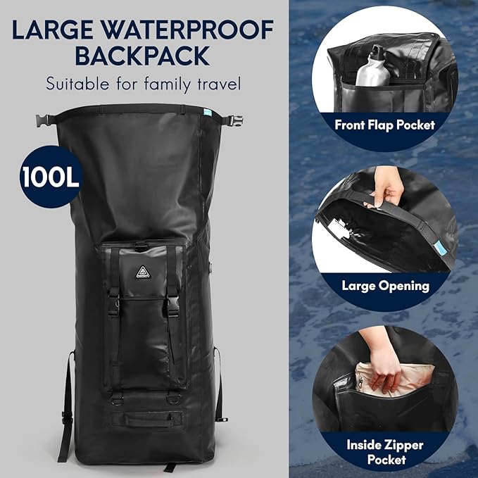 Haimont Large Waterproof Dry Backpack IPX7 Roll-top Dry Marine Dry Bag - Image 5
