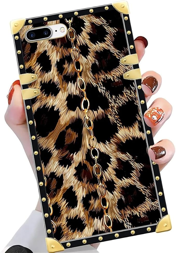Compatible with iPhone 8 7 SE Case, Seamless Gold Chain Leopard Luxury Golden - Image 3