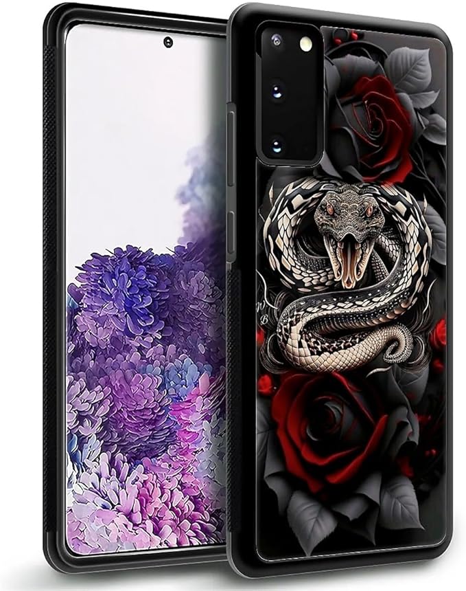 for Samsung Galaxy S20 Plus Case, Entwined Rose Snake Pattern Graphic Design - Image 6