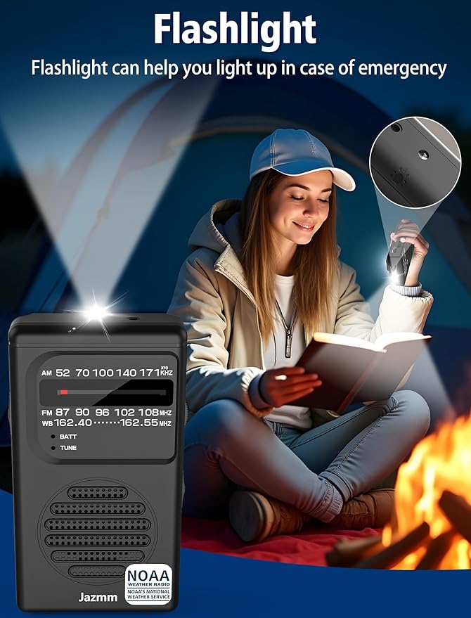 Pocket NOAA Weather Radio, Portable AM FM Battery Operated Radio - Image 6