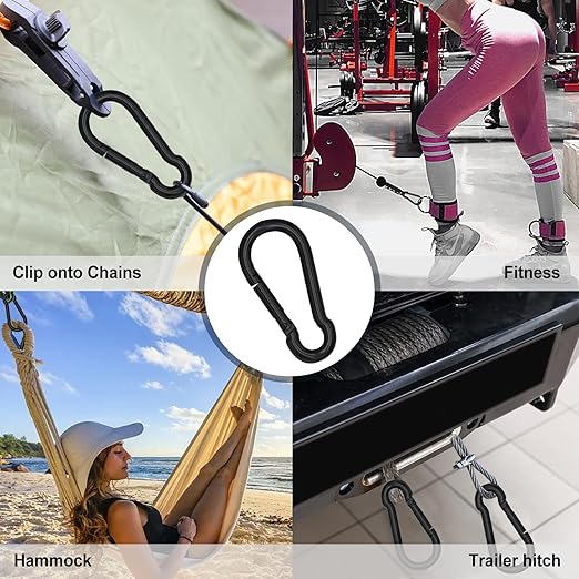 Large Carabiner Clip Hook, 5.5 inch 4 pcs Black Heavy Duty Spring Snap Hook Key - Image 6