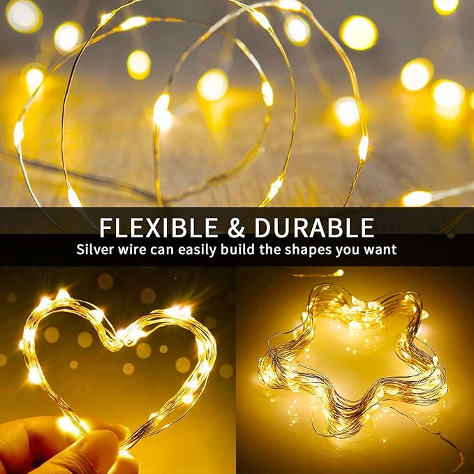JMEXSUSS 4 Pack 100 LED Solar Fairy Lights, 33ft Warm White Solar String Lights - Image 8