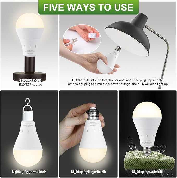 DEBAOBULB 10 Pack Rechargeable Emergency Light Bulbs, Battery Powered LED Light - Image 8
