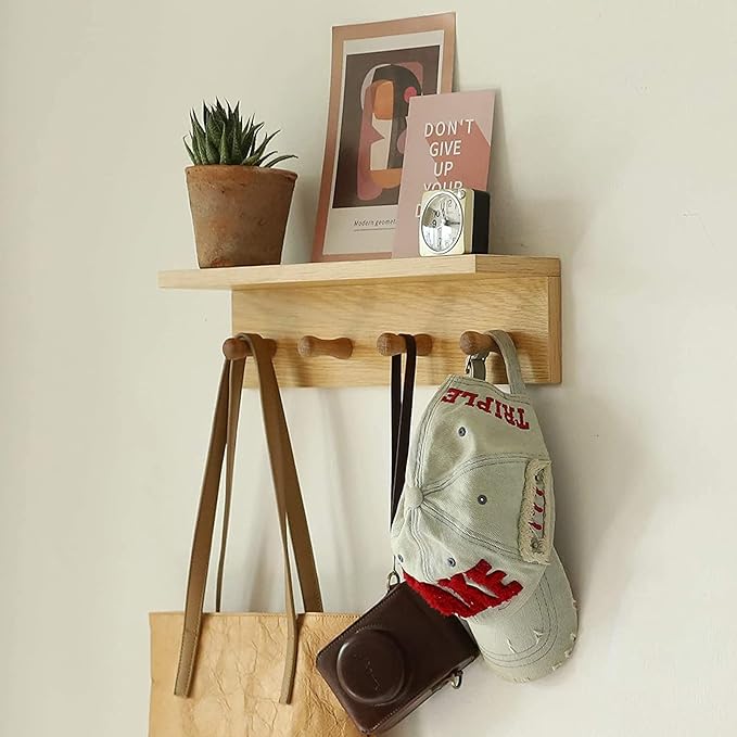 Entrance Coat Rack ，Coat Hooks, Wall-Mounted Wooden Hook Rack, Wall-Mounted - Image 7