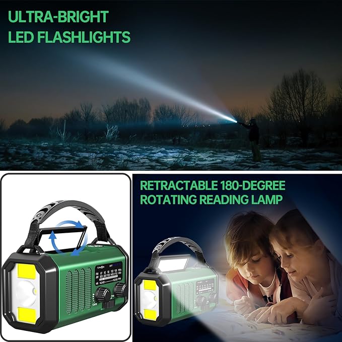 Emergency Radio Hand Crank Solar, AM/FM/NOAA Weather Radio Built-in 20000mah - Image 5