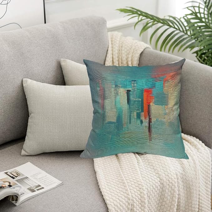 TKS MITLAN Colour Paint Pillow Cover 18x18 inch Modern Art Made - Image 5