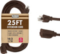 Brown Outdoor Extension Cord 25 ft, 16/3 Heavy Duty Cable by Cablectric