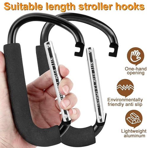 2 Pack Stroller Hooks, 6.3" Large Stroller Clips, Stroller Hook - Image 2