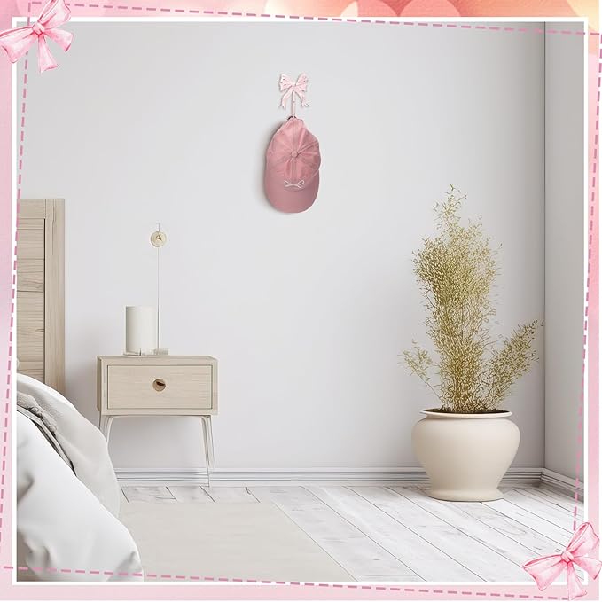 CroBlissful 2 Pcs Coquette Iron Pink Bow Hook Home Decorative Multi-Purpose - Image 3