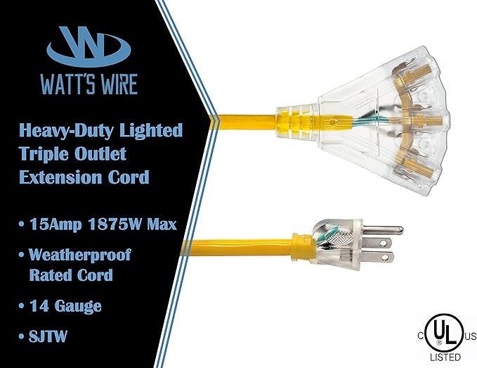 50 ft Outdoor Extension Cord Waterproof - Image 2